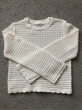 RW&CO 100% Cotton Crewneck Crocheted Sweater.